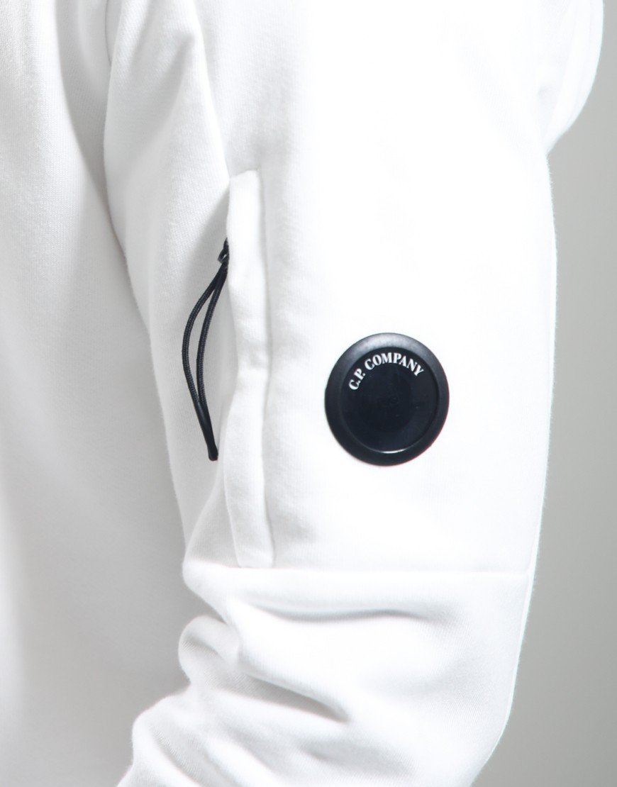 C.P. Company Diagonal Raised Fleece Crew Lens Sweatshirt Gauze White