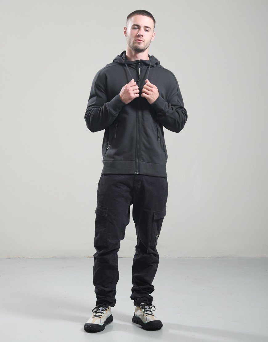C.P. Company Diagonal Raised Fleece Goggle Zip Sweatshirt Raven