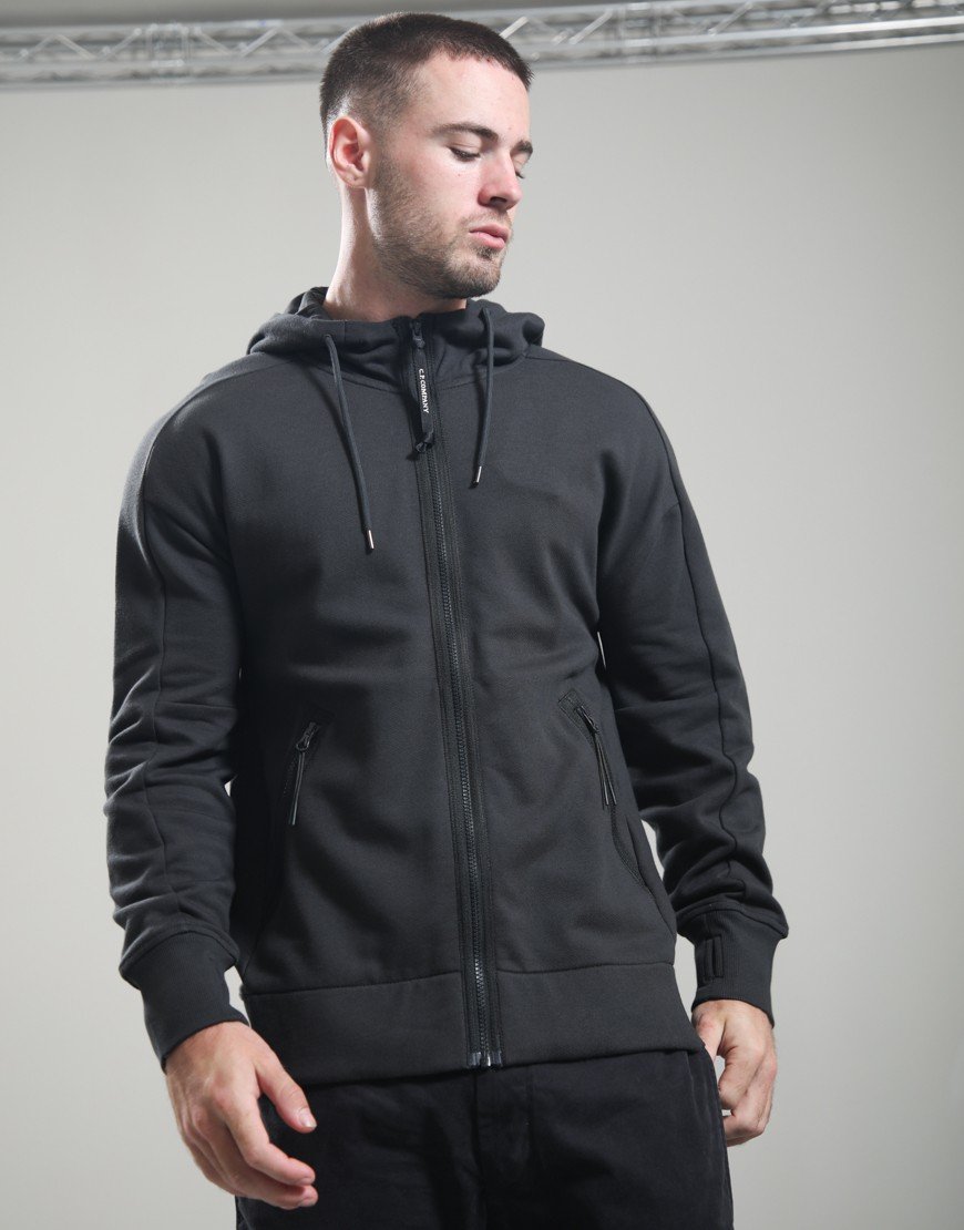 C.P. Company Diagonal Raised Fleece Goggle Zip Sweatshirt Raven