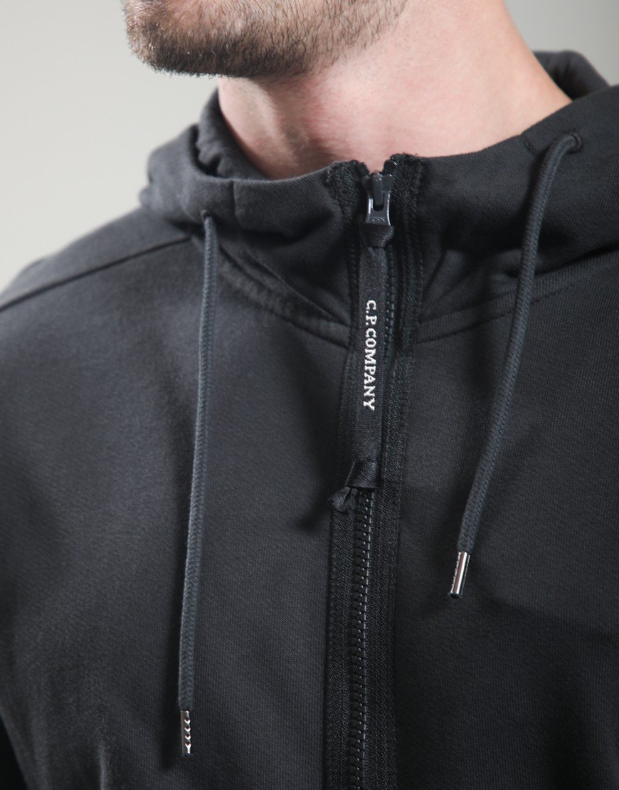 C.P. Company Diagonal Raised Fleece Goggle Zip Sweatshirt Raven