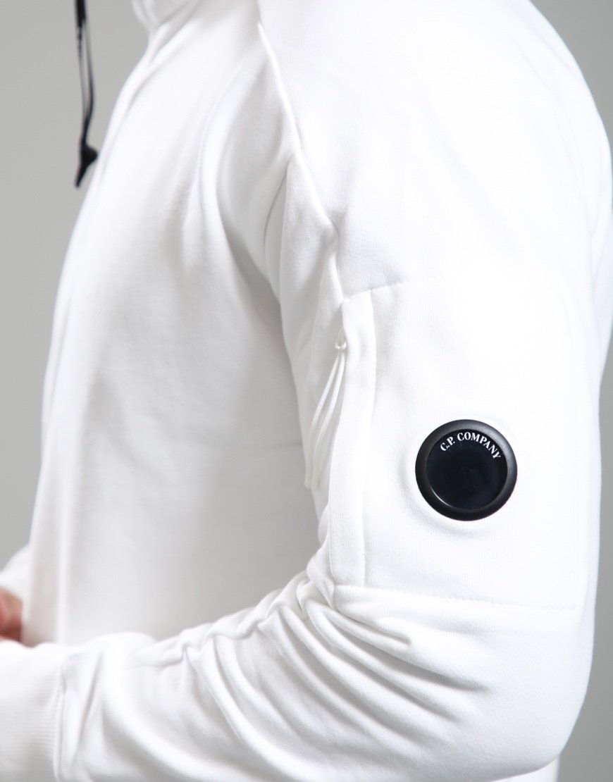 C.P. Company Diagonal Raised Fleece Half Zip Lens Sweatshirt Gauze white