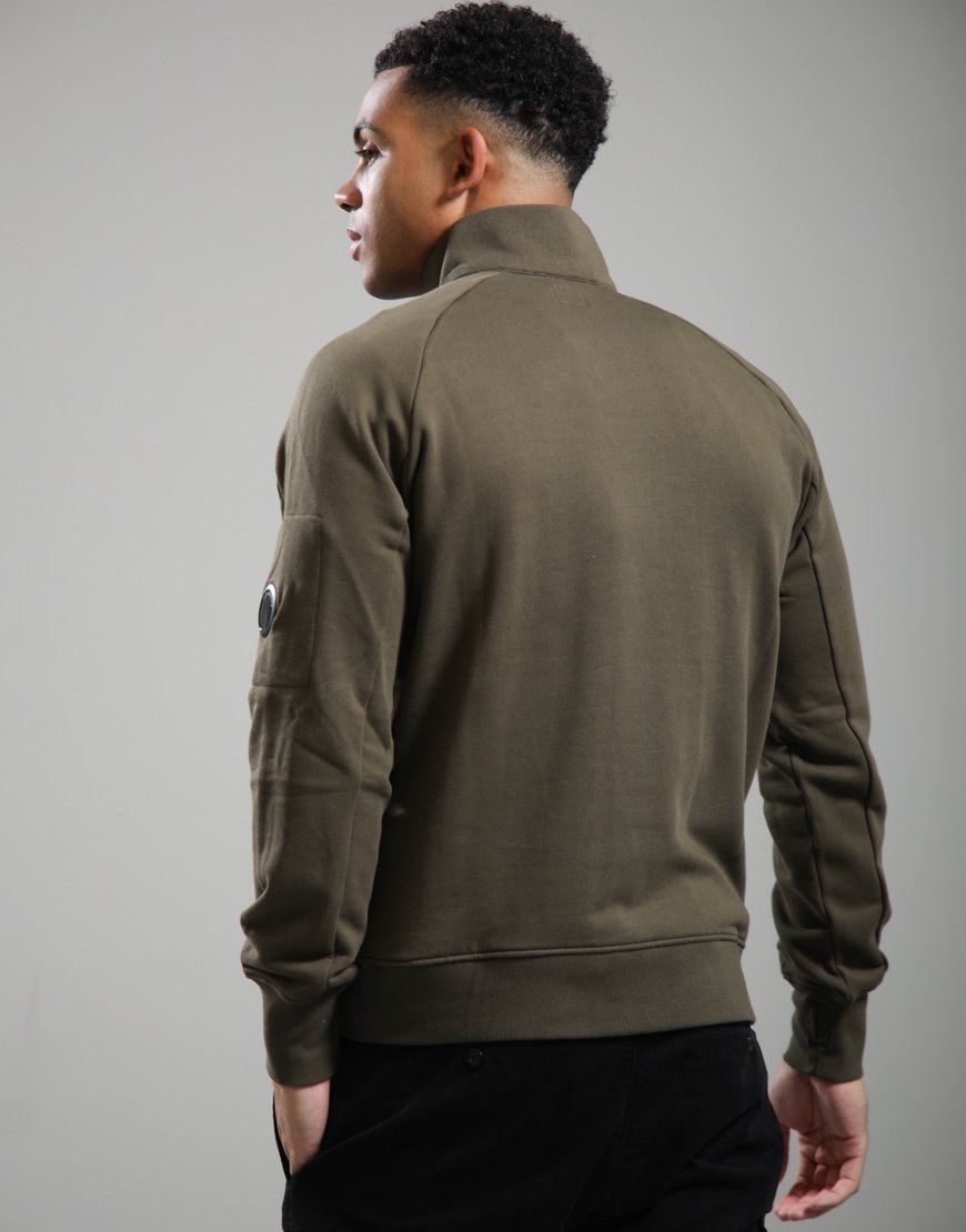 C.P. Company Diagonal Raised Fleece Half Zip Lens Sweatshirt Ivy Green