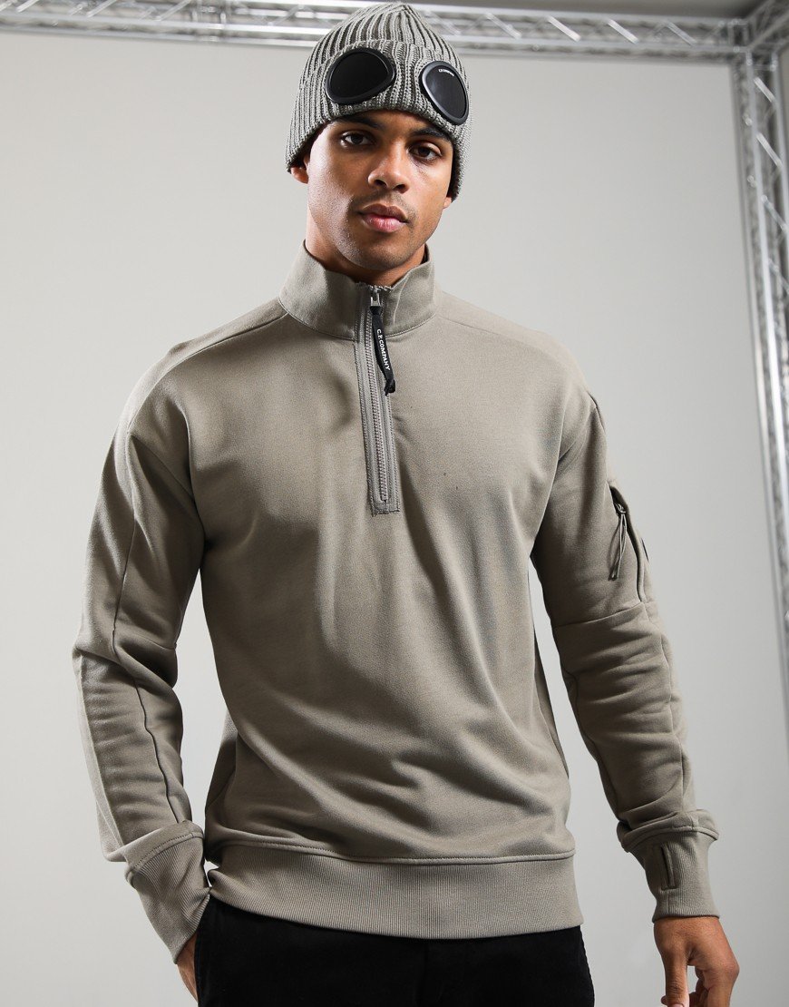 C.P. Company Diagonal Raised Fleece Half Zip Lens Sweatshirt Fallen Rock