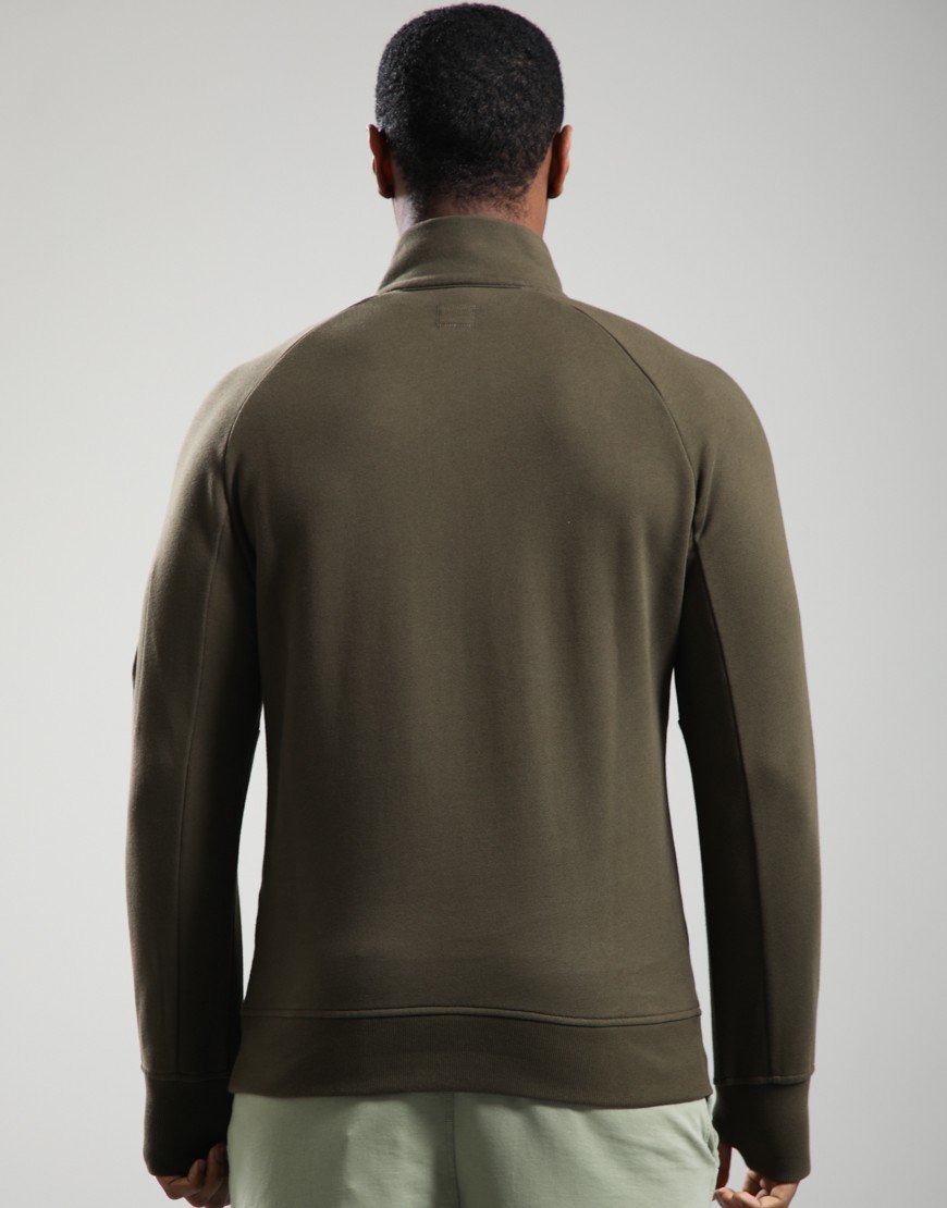 C.P. Company Diagonal Raised Fleece Half Zip Lens Sweatshirt Ivy Green