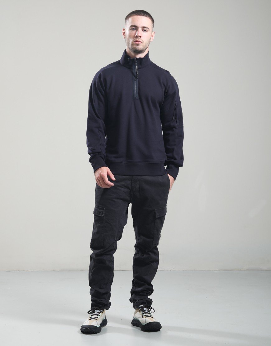 C.P. Company Diagonal Raised Fleece Half Zip Lens Sweat Total Eclipse