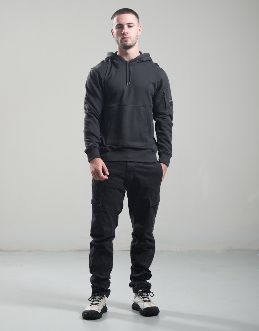 C.P. Company Diagonal Raised Fleece Hooded Lens Sweatshirt Raven