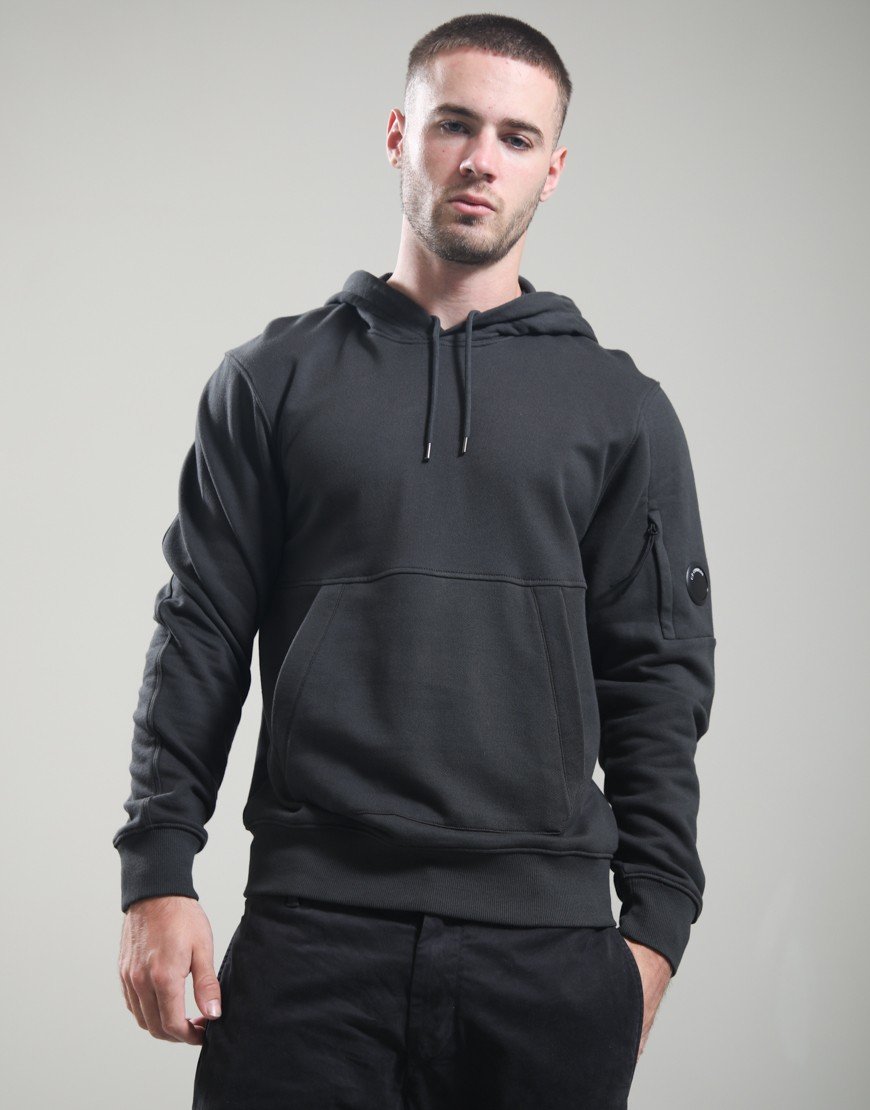 C.P. Company Diagonal Raised Fleece Hooded Lens Sweatshirt Raven