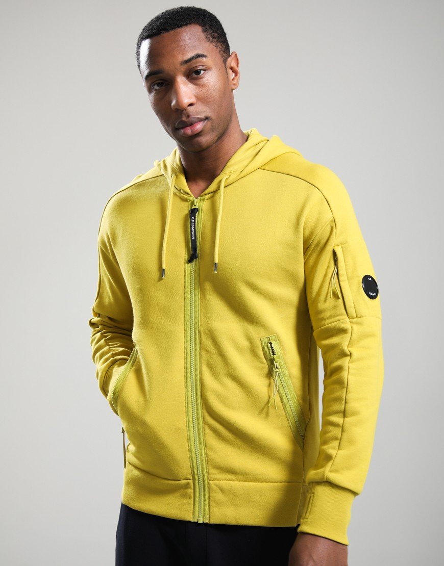 C.P. Company Diagonal Raised Fleece Lens Hoodie Antique Moss