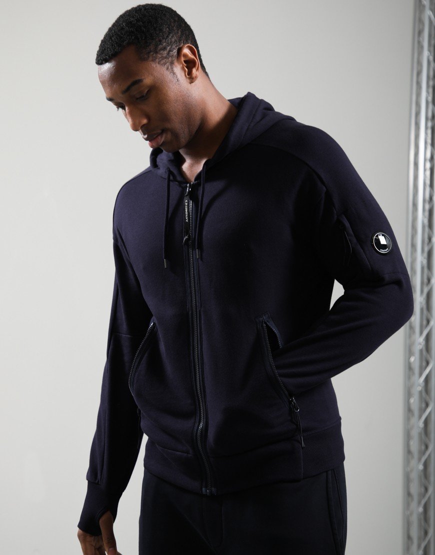 C.P. Company Diagonal Raised Fleece Lens Hoodie Total Eclipse
