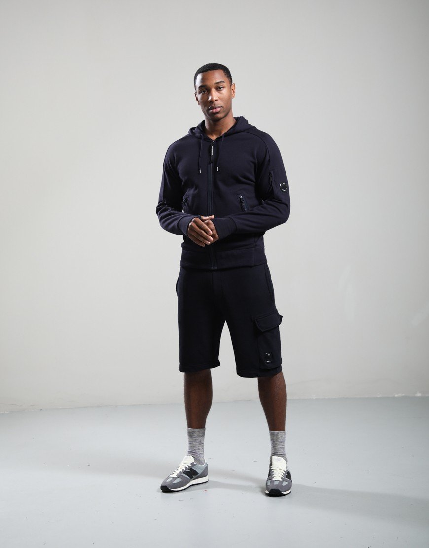 C.P. Company Diagonal Raised Fleece Lens Hoodie Total Eclipse