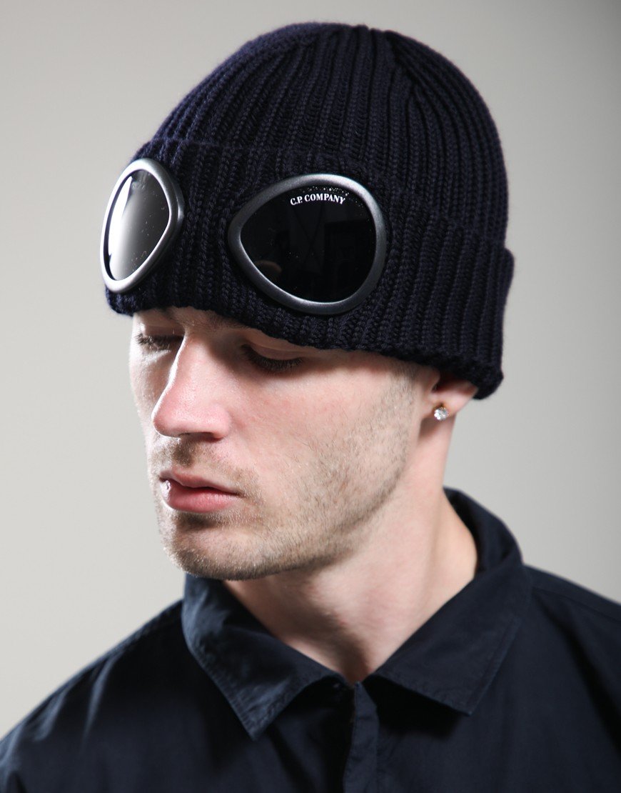 C.P. Company Extrafine Merino Wool Goggle Beanie Total Eclipse