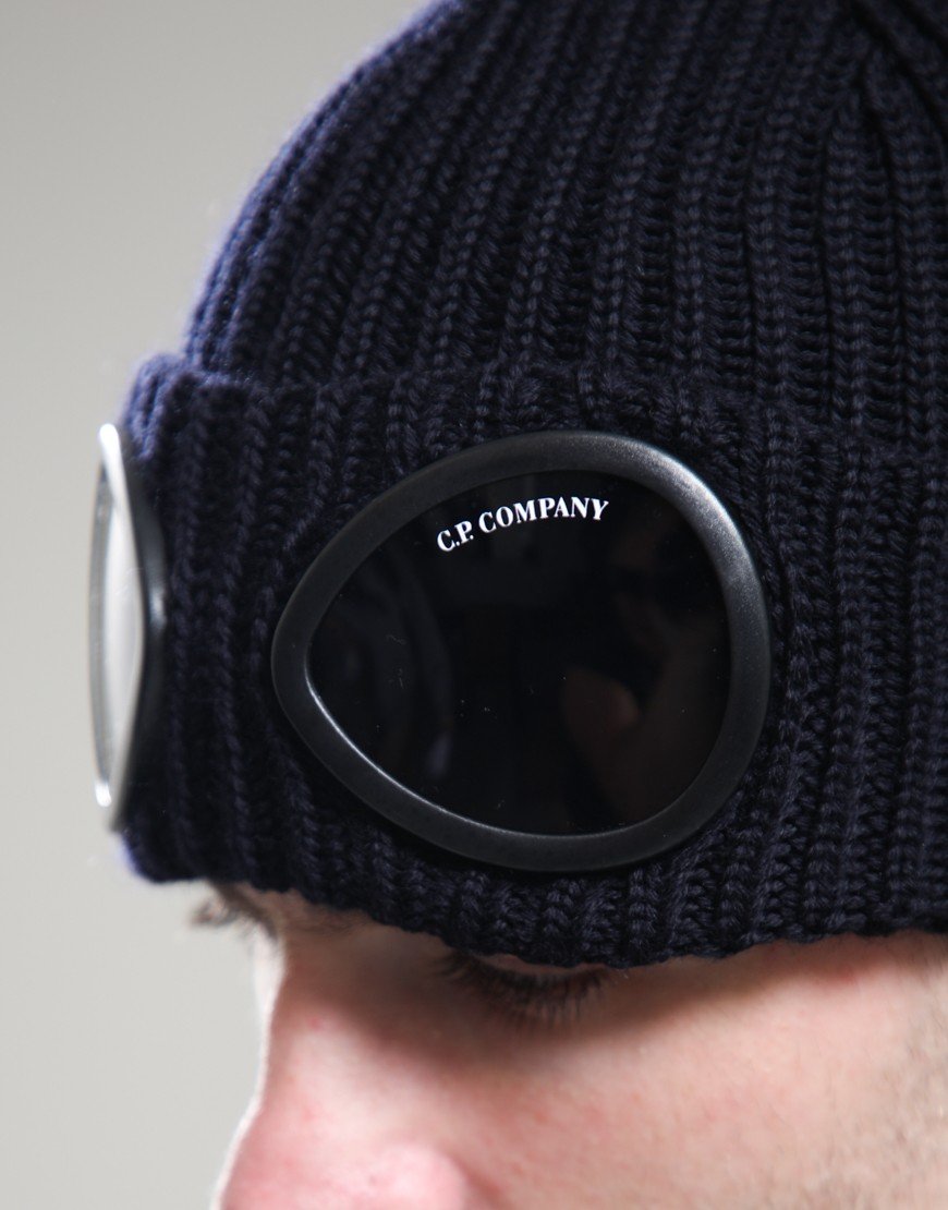 C.P. Company Extrafine Merino Wool Goggle Beanie Total Eclipse