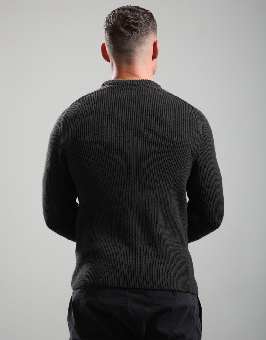 C.P. Company Full Rib Cotton Lens Crew Neck Knit Raven