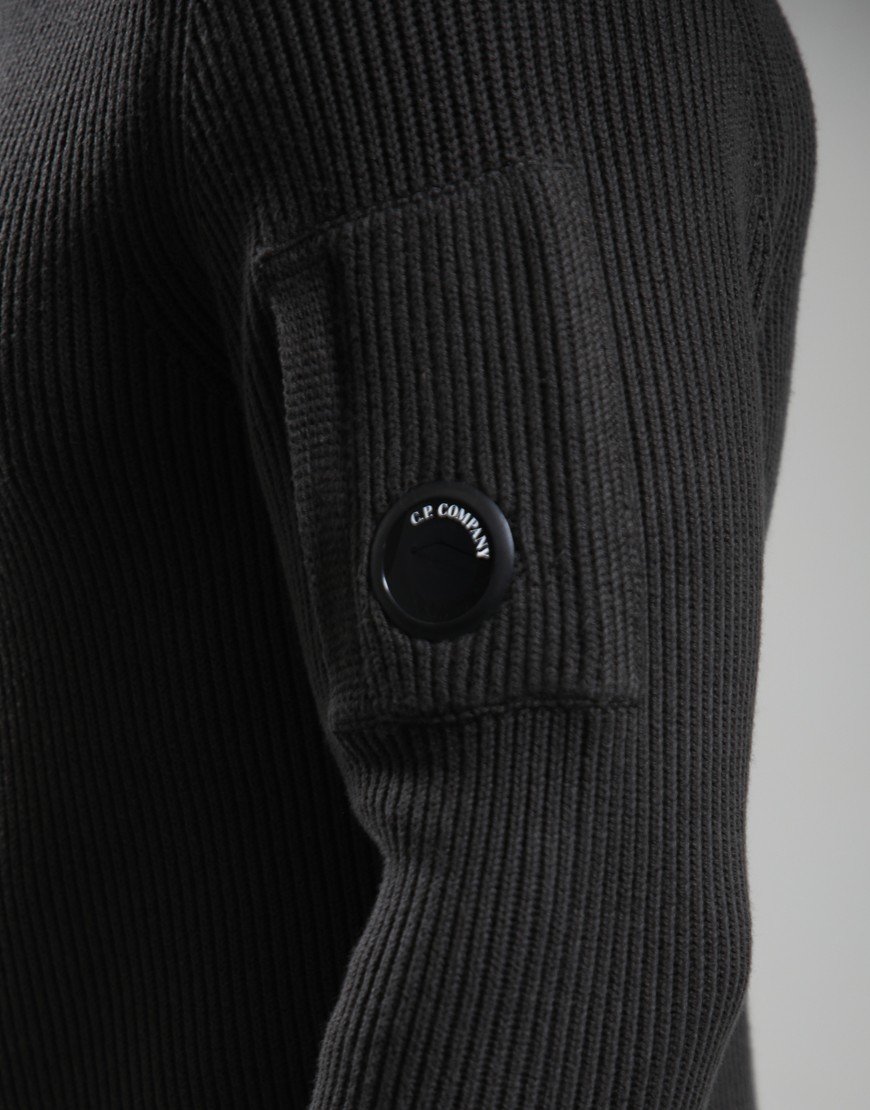 C.P. Company Full Rib Cotton Lens Crew Neck Knit Raven