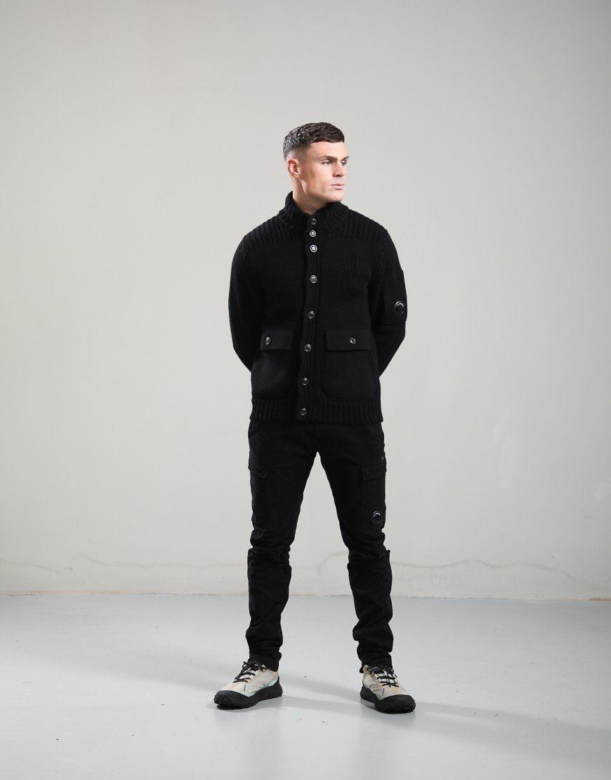 C.P. Company Lambswool Lens Button Sweater Black