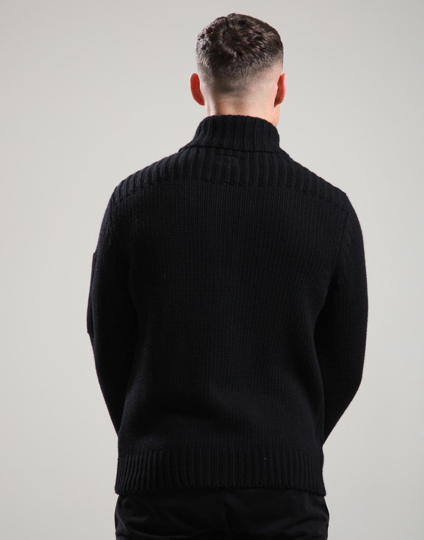 C.P. Company Lambswool Lens Button Sweater Black