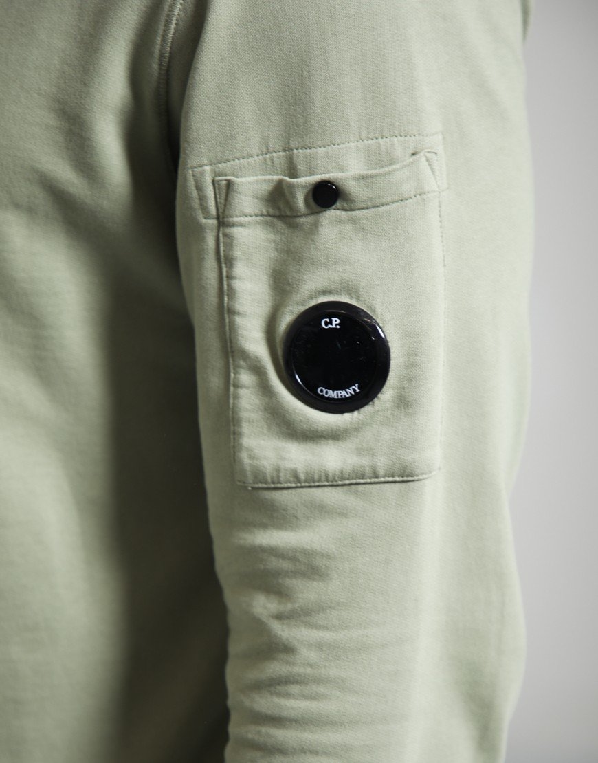 C.P. Company Light Fleece Half Zip Lens Sweatshirt Moss Grey