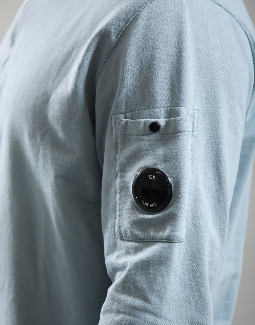 C.P. Company Light Fleece Half Zip Lens Sweatshirt Silver Blue