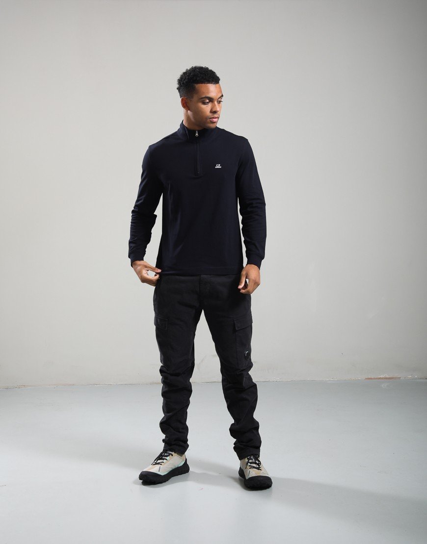 C.P. Company Polo Long Sleeve In Stretch Piquet Total Eclipse