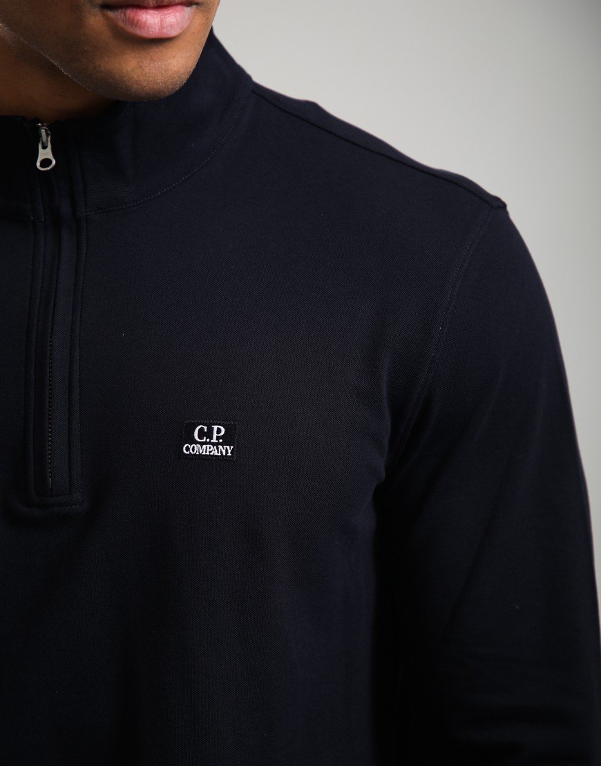C.P. Company Polo Long Sleeve In Stretch Piquet Total Eclipse