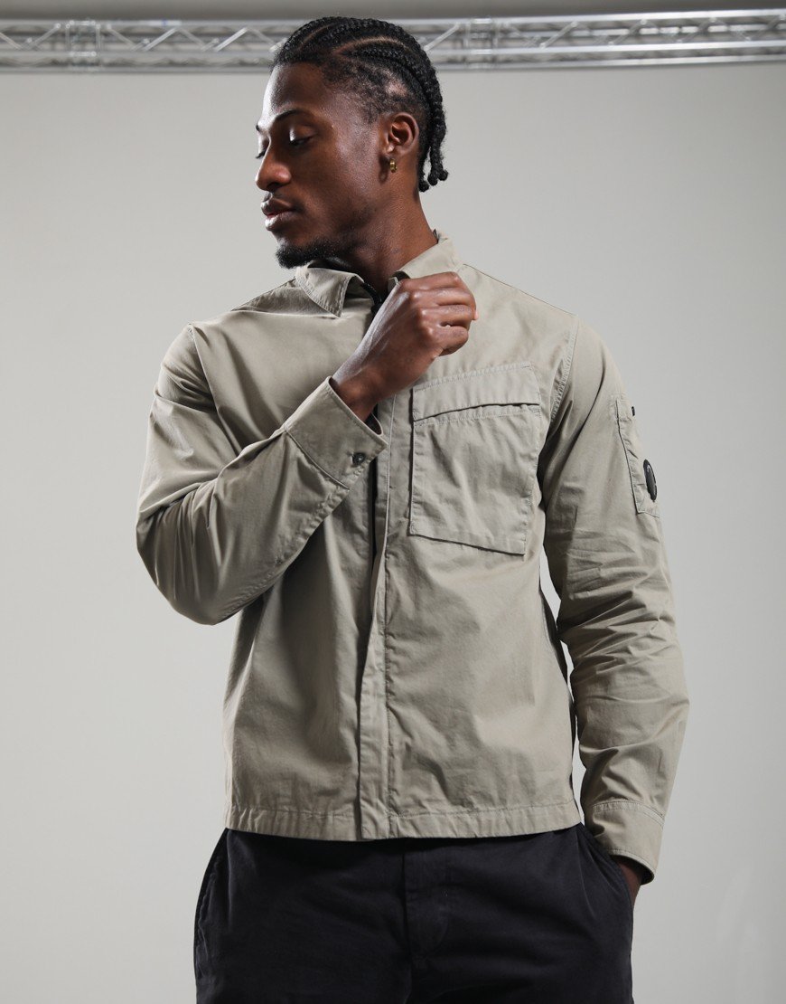 C.P. Company Organic Gabardine Hidden Zip Lens Overshirt Fallen Rock