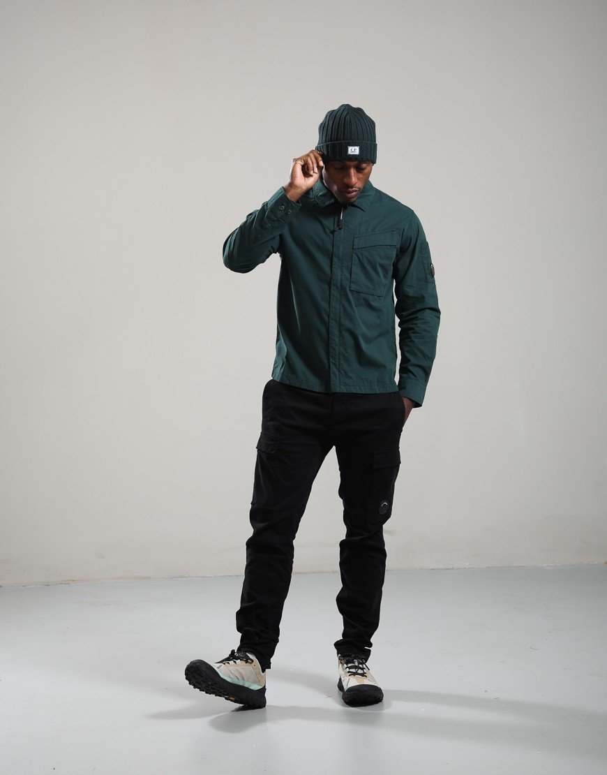 C.P. Company Organic Gabardine Hidden Zip Lens Overshirt Ponderosa Pine