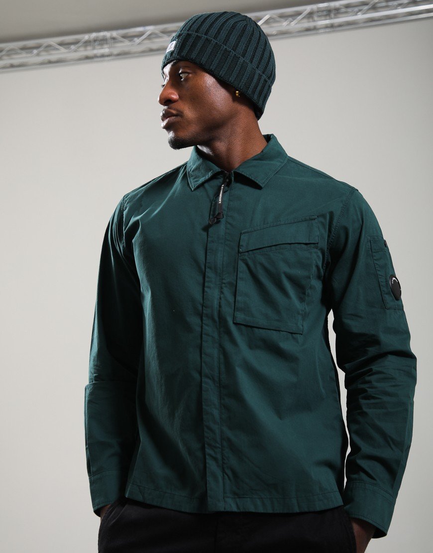 C.P. Company Organic Gabardine Hidden Zip Lens Overshirt Ponderosa Pine