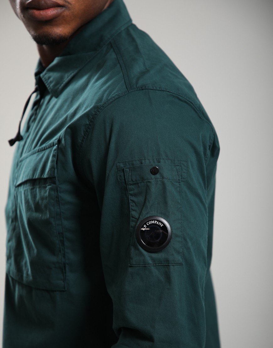 C.P. Company Organic Gabardine Hidden Zip Lens Overshirt Ponderosa Pine