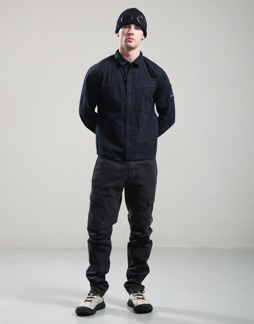 C.P. Company Organic Gabardine Hidden Zip Lens Overshirt Total Eclipse