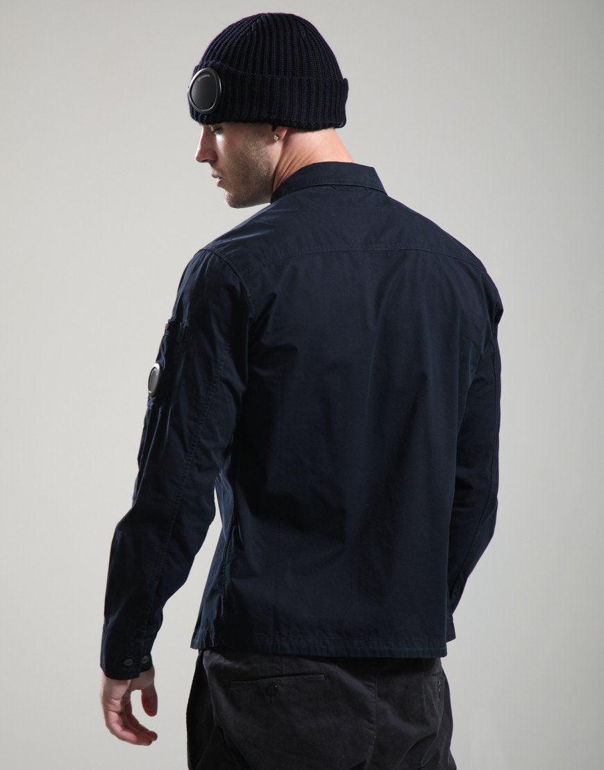 C.P. Company Organic Gabardine Hidden Zip Lens Overshirt Total Eclipse