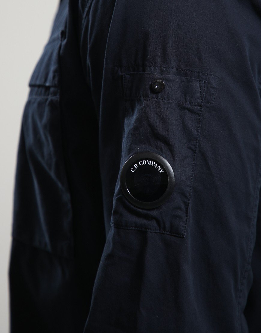 C.P. Company Organic Gabardine Hidden Zip Lens Overshirt Total Eclipse