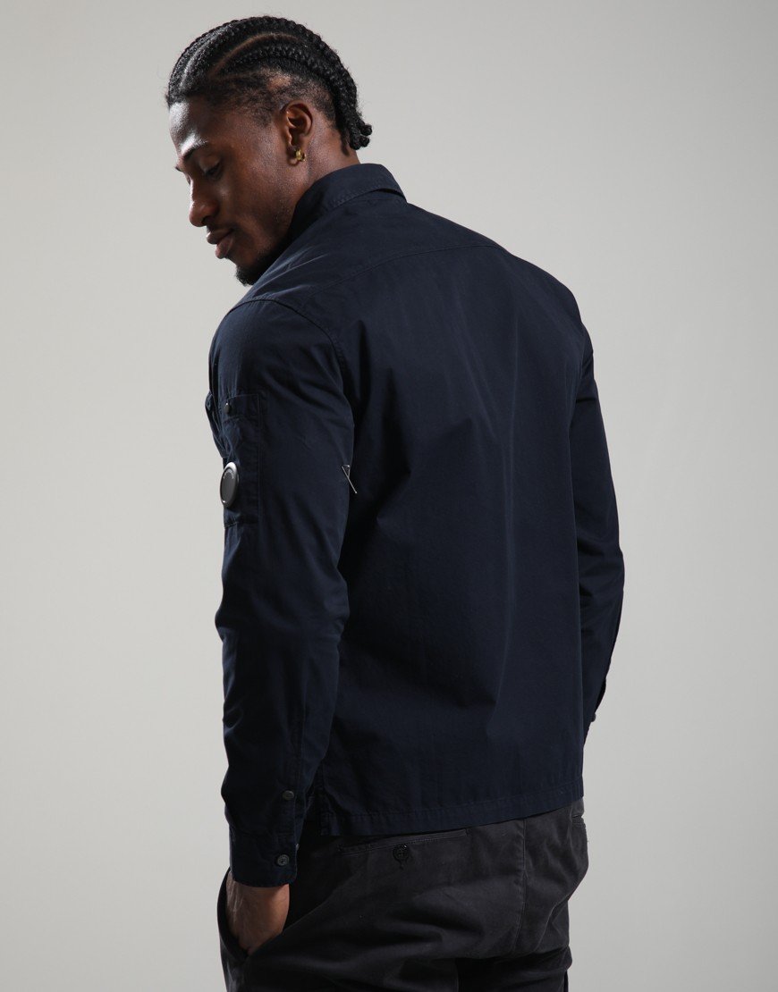 C.P. Company Organic Gabardine Long Sleeve Hidden Zip Shirt Total Eclipse