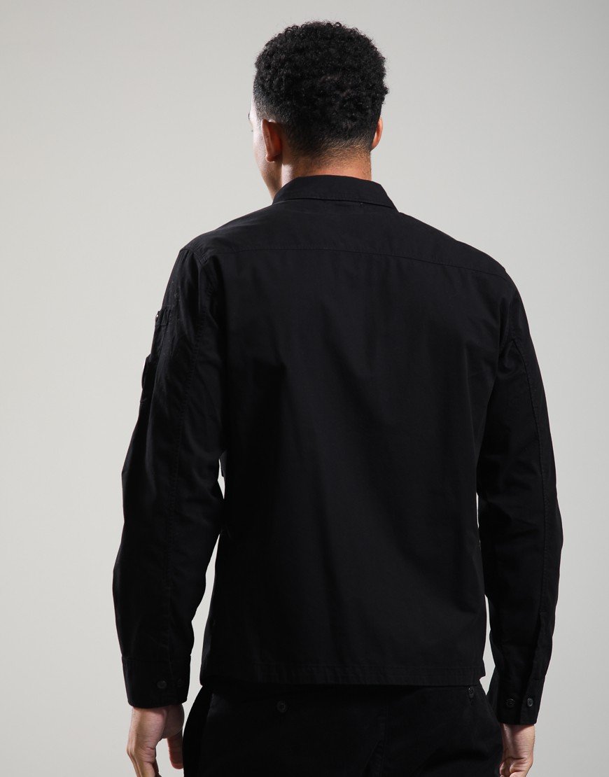 C.P. Company Organic Gabardine Hidden Zip Lens Overshirt Black