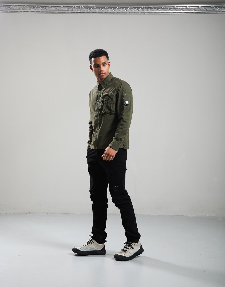 C.P. Company Organic Gabardine Long Sleeve Hidden Zip Shirt Ivy Green