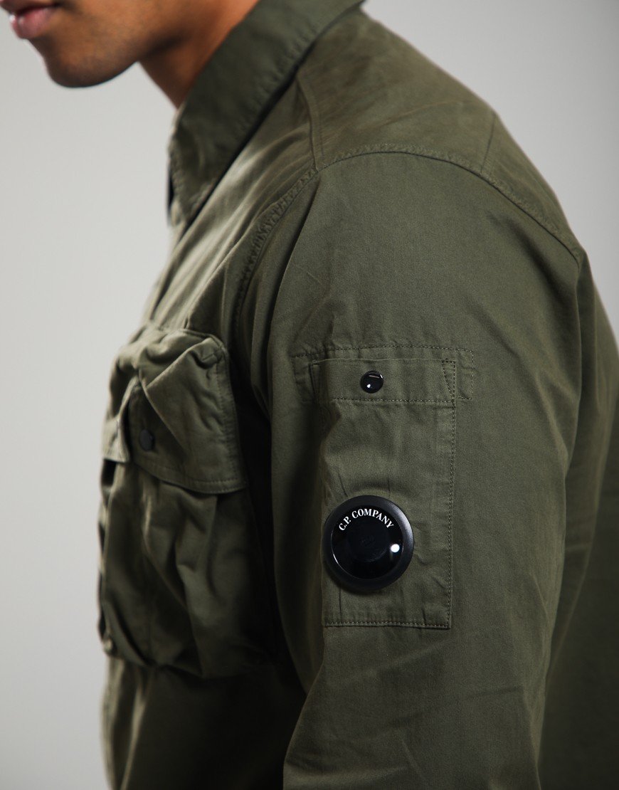 C.P. Company Organic Gabardine Long Sleeve Hidden Zip Shirt Ivy Green