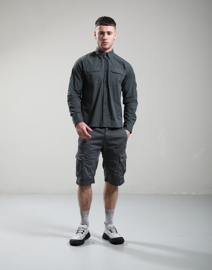 C.P. Company Organic Gabardine Long Sleeve Lens Shirt Gunmetal