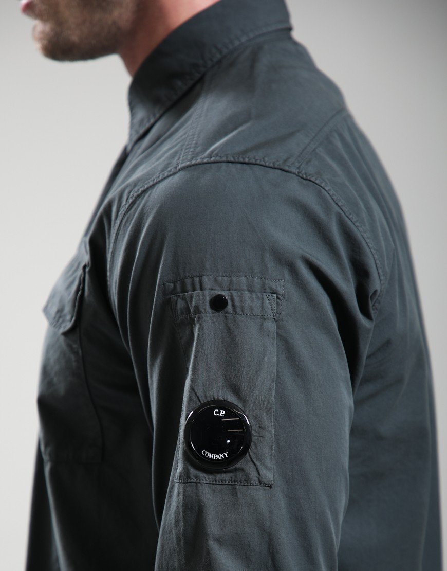 C.P. Company Organic Gabardine Long Sleeve Lens Shirt Gunmetal