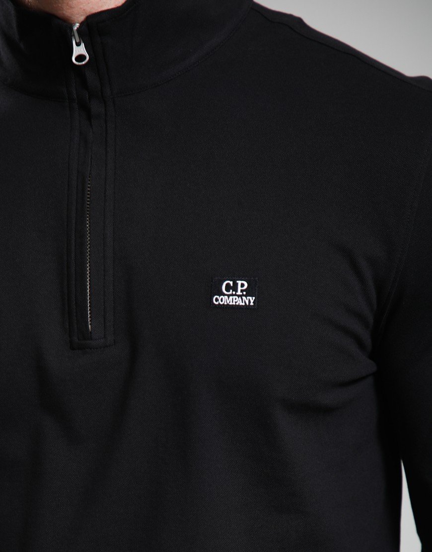 C.P. Company Long Sleeve Stretch Piquet Polo Shirt Black