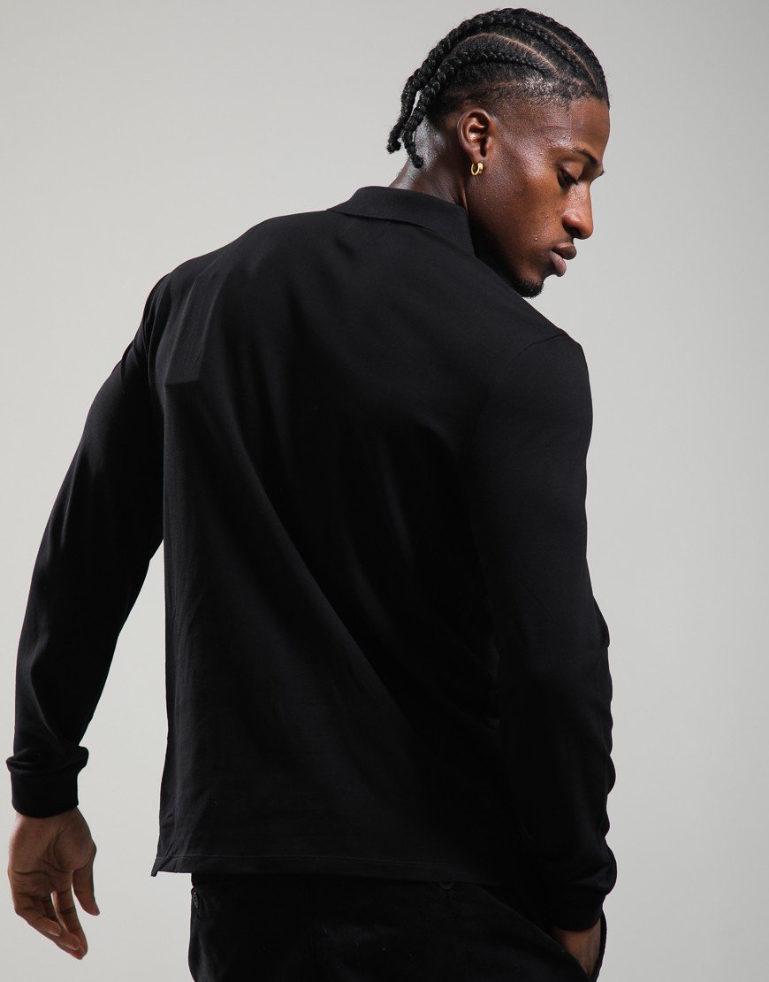 C.P. Company Stretch Piquet Long Sleeve Logo Polo black