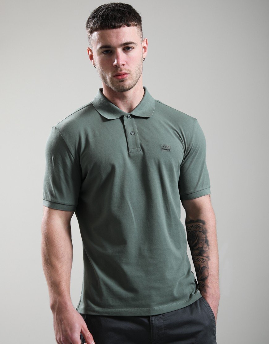 C.P. Company Stretch Piquet Short Sleeve Polo Shirt Laurel Wreath