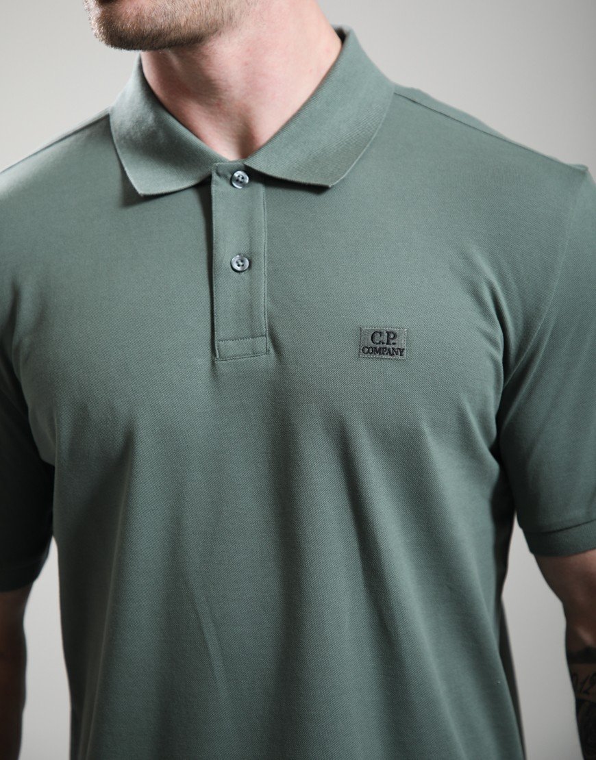C.P. Company Stretch Piquet Short Sleeve Polo Shirt Laurel Wreath