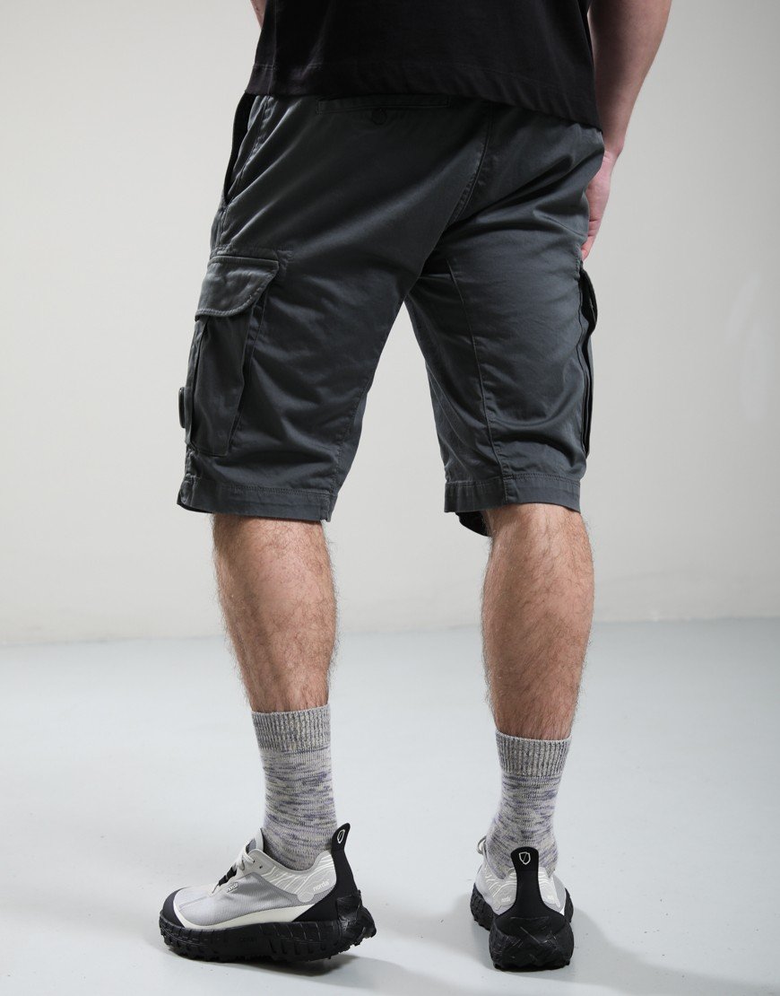 C.P. Company Stretch Sateen Cargo Lens Shorts Gunmetal