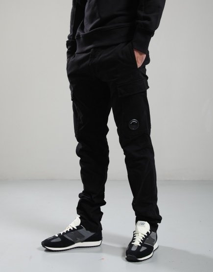 C.P. Company Stretch Sateen Ergonomic Lens Cargo Pants Black