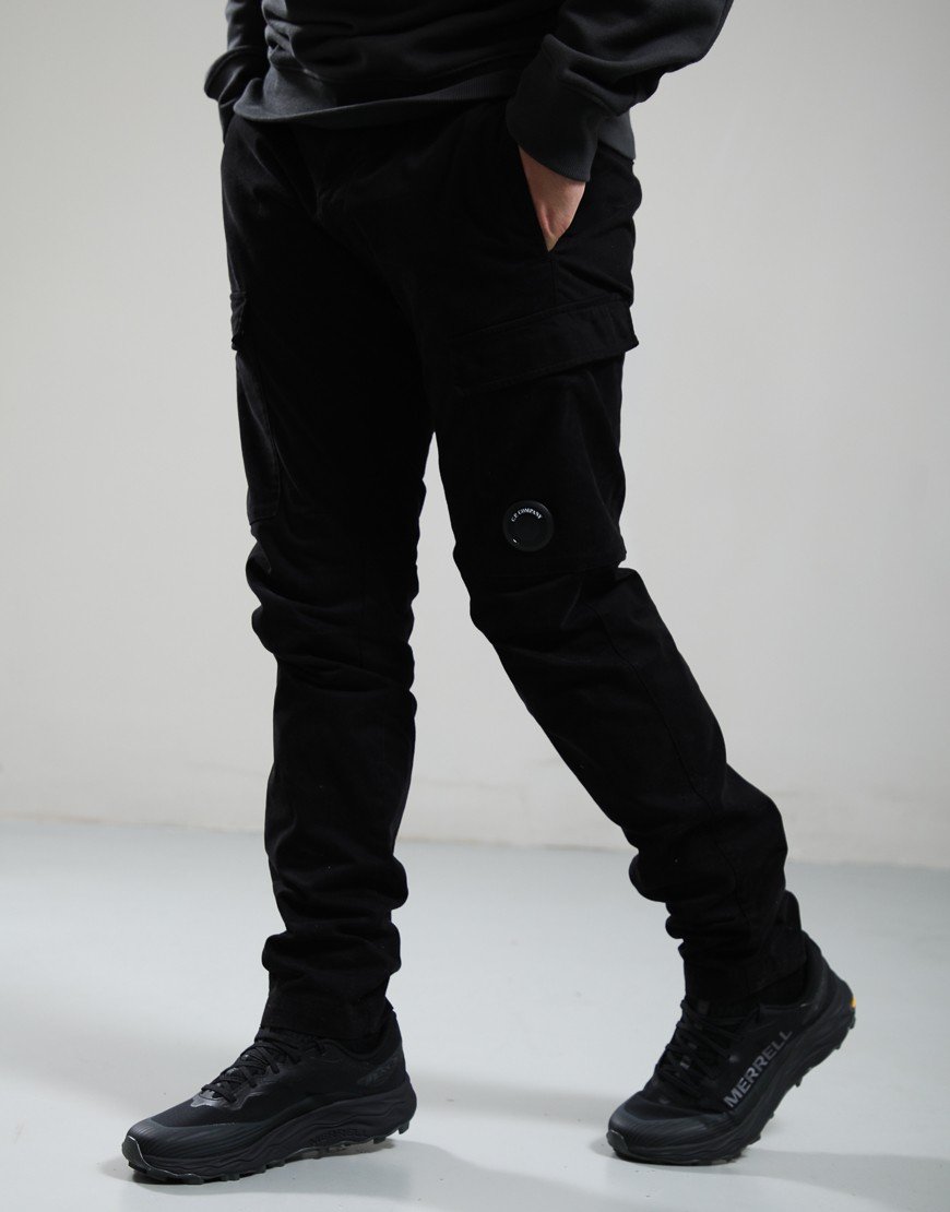 C.P. Company Stretch Sateen Ergonomic Lens Cargo Pants Black