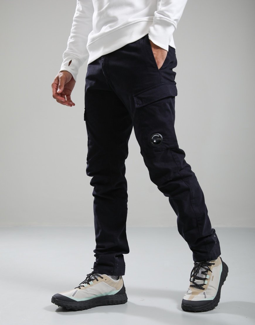 C.P. Company Stretch Sateen Ergonomic Lens Cargo Pants Total Eclipse