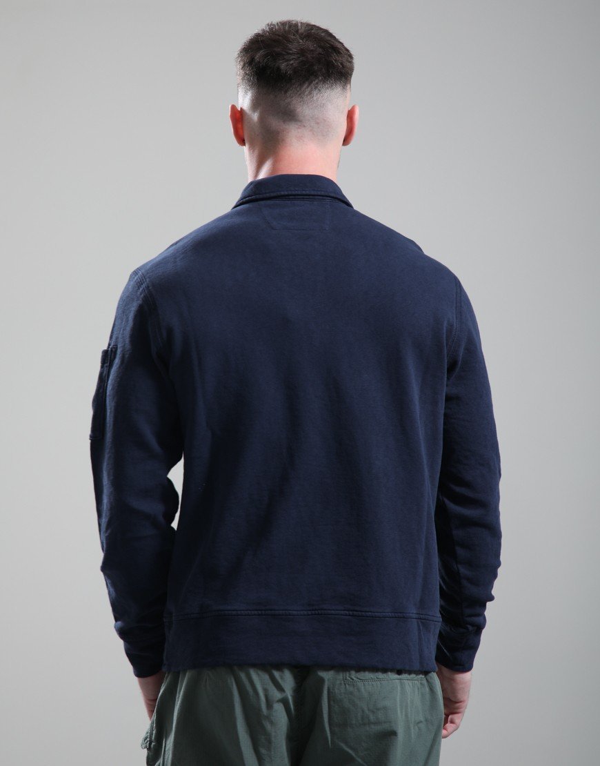 C.P. Company Malfile Fleece Polo Collar Sweatshirt Midnight Navy