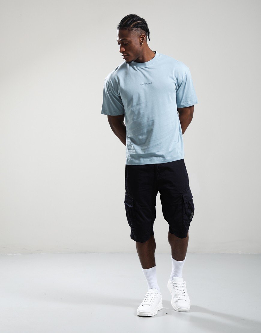 C.P. Company 30/1 Jersey Logo T-Shirt Silver Blue
