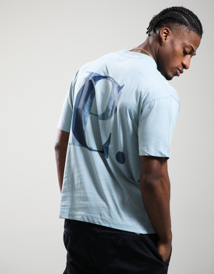 C.P. Company 30/1 Jersey Logo T-Shirt Silver Blue