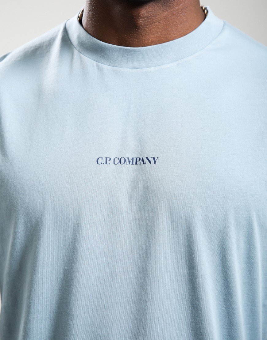 C.P. Company 30/1 Jersey Logo T-Shirt Silver Blue