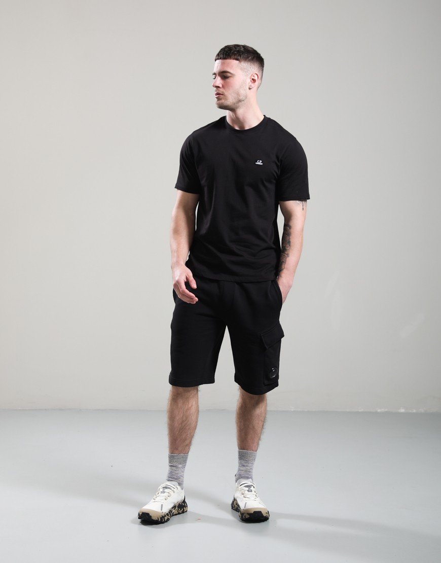 C.P. Company Cotton Diagonal Fleece Cargo Sweat Shorts Black